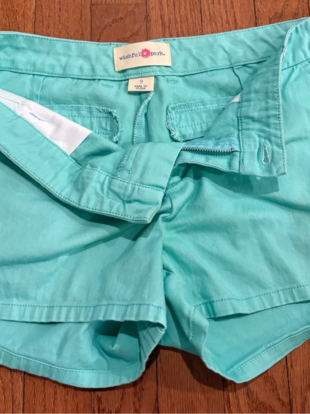 Wishful Park Aqua Teal Cotton Shorts